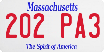 MA license plate 202PA3