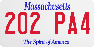 MA license plate 202PA4