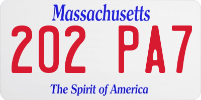 MA license plate 202PA7