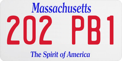 MA license plate 202PB1