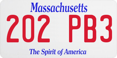 MA license plate 202PB3