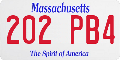 MA license plate 202PB4
