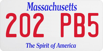 MA license plate 202PB5
