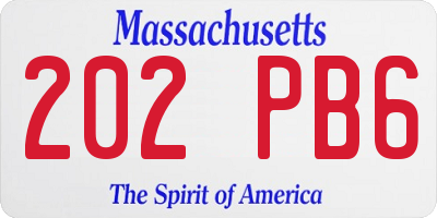 MA license plate 202PB6