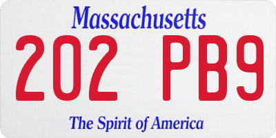 MA license plate 202PB9