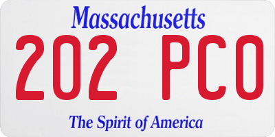 MA license plate 202PC0