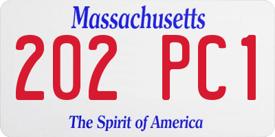 MA license plate 202PC1