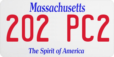 MA license plate 202PC2