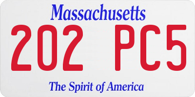 MA license plate 202PC5