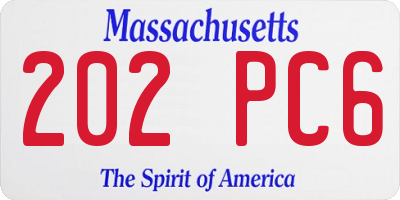 MA license plate 202PC6