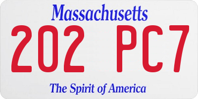 MA license plate 202PC7