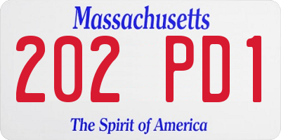 MA license plate 202PD1