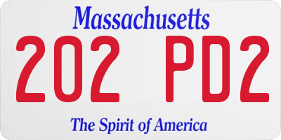MA license plate 202PD2
