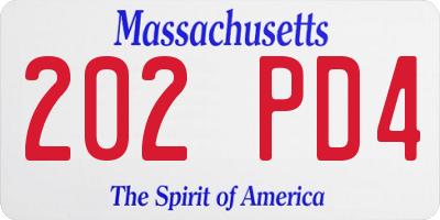 MA license plate 202PD4