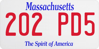 MA license plate 202PD5