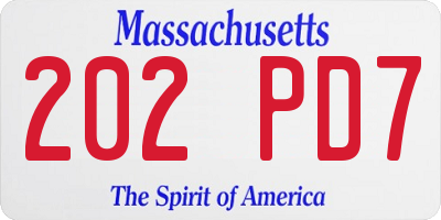 MA license plate 202PD7