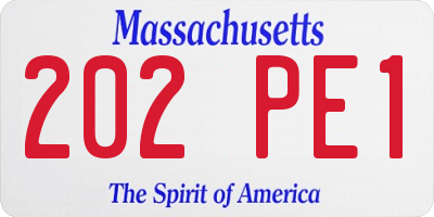 MA license plate 202PE1