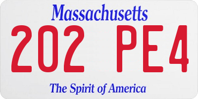 MA license plate 202PE4