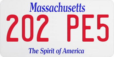 MA license plate 202PE5
