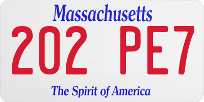 MA license plate 202PE7