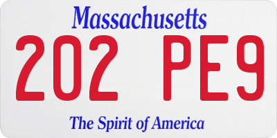 MA license plate 202PE9