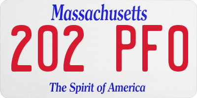 MA license plate 202PF0