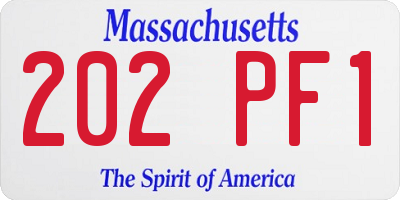 MA license plate 202PF1