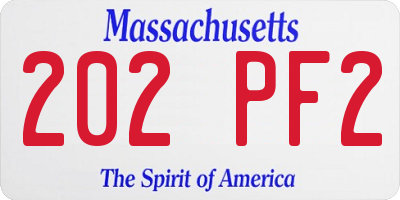 MA license plate 202PF2