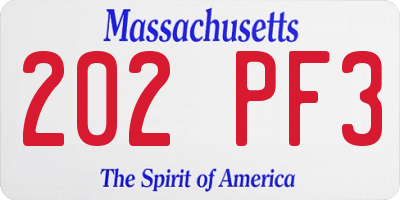 MA license plate 202PF3