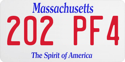 MA license plate 202PF4