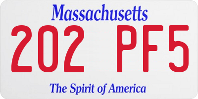 MA license plate 202PF5