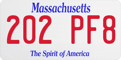 MA license plate 202PF8
