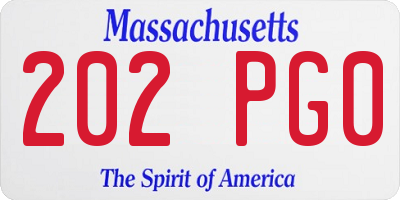 MA license plate 202PG0