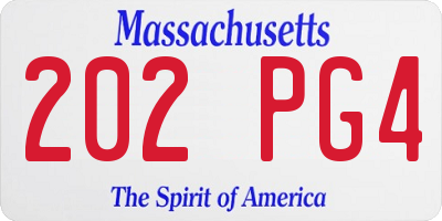 MA license plate 202PG4
