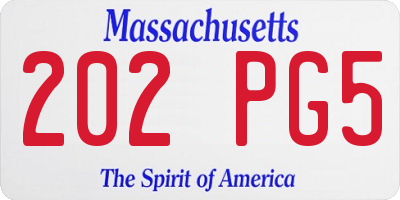 MA license plate 202PG5