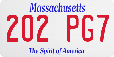 MA license plate 202PG7