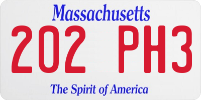 MA license plate 202PH3