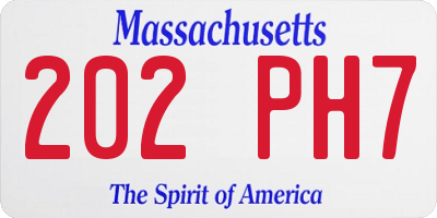 MA license plate 202PH7