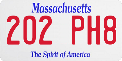 MA license plate 202PH8