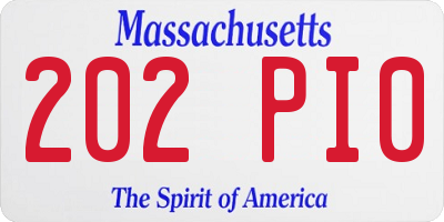 MA license plate 202PI0