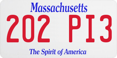 MA license plate 202PI3