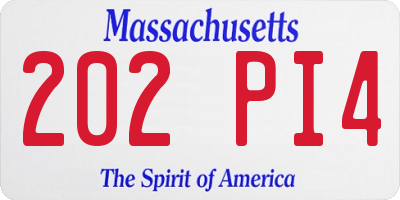 MA license plate 202PI4