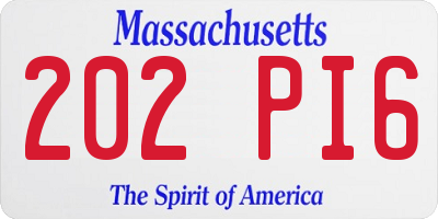 MA license plate 202PI6