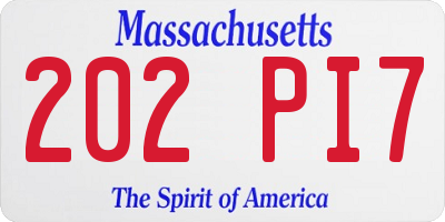 MA license plate 202PI7