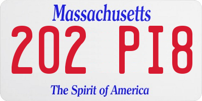 MA license plate 202PI8