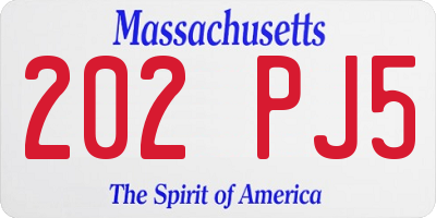 MA license plate 202PJ5