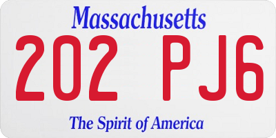 MA license plate 202PJ6