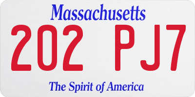 MA license plate 202PJ7