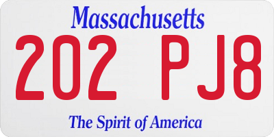 MA license plate 202PJ8