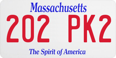MA license plate 202PK2